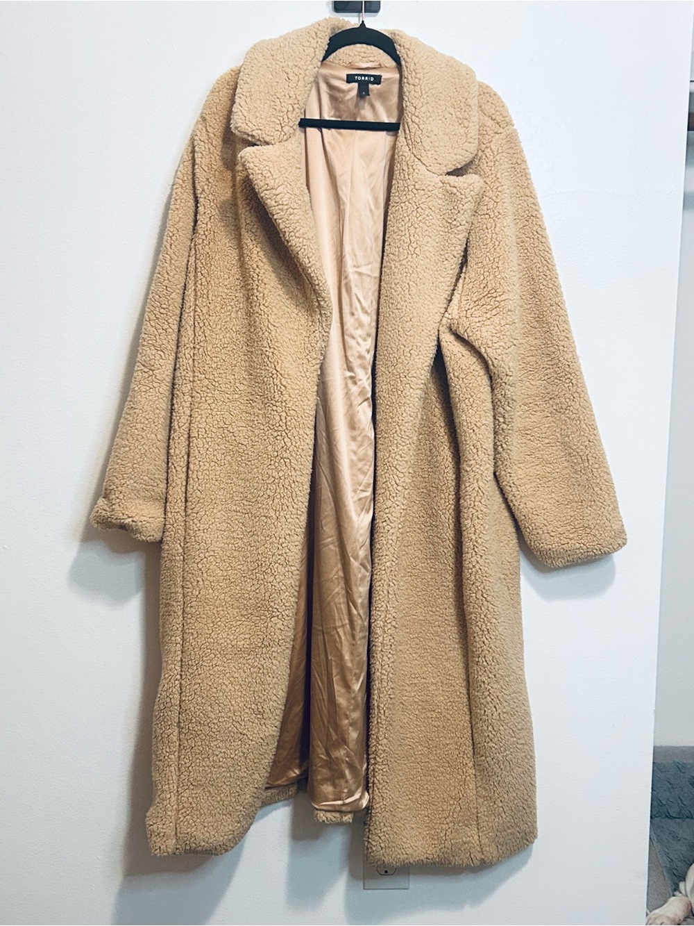 NWOT Torrid Camel Tan Longline Sherpa Teddy Duster Trench Coat Plus Size 3X 3